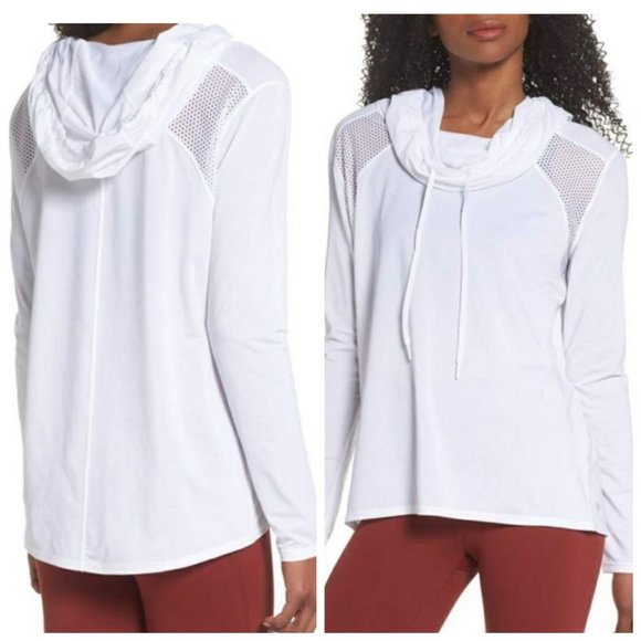 Zella Tops - ZELLA Lightweight Grey Mesh Hoodie